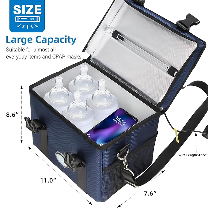 UV Sanitizer Box, 12L Ozone Portable Sanitizing and Cleaning Machine with 3-Level Timer, Foldable UV Cleaner Box for Toys, Mask, Towel, key Etc. Ozone UV Boxes