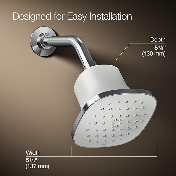 Kohler 37722-Y-CP Cinq™ Square single-function filtered showerhead, 2.5 gpm, Polished Chrome