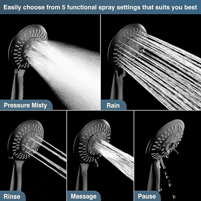 Rain Shower Heads System with High Output Shower Filter for Hard Water