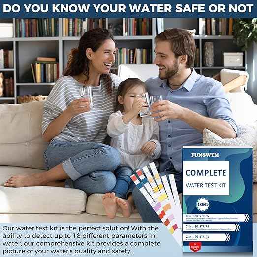 Home Water Testing Kits for Drinking Water: 18 in 1 200 Strips + 5 Bacteria Tests Kit- Well Tap Home Water Test Strips for Lead Bacteria Fluoride Hardness Iron pH and More