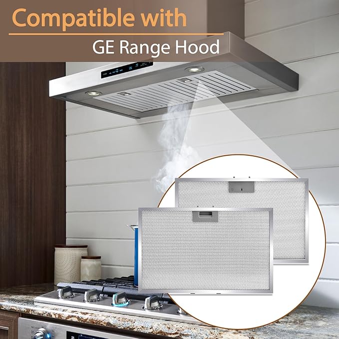 2 PCS WB02X11012 Grease Filter 17.44 x 11.6 x 0.35 inches Compatible with GE Range Hood - AquaVibe