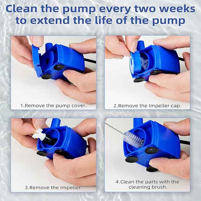 Cat Water Fountain Pump, Pet Water Fountain Pump Replacement Compatible Motor, DR-DC 160 Submersible Water Pump with LED Light for Round, Cubic, Flower Cap Cat Fountain