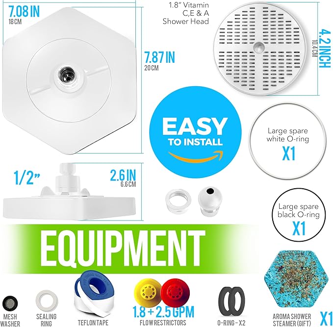 AquaHomeGroup Luxury Filtered Shower Head - High Pressure Rain Showerhead with Filter for Chlorine, Rust, Sediments - Water Filter Shower Head with Vitamin C E A - SPA Effect (Patent Pending) (White)