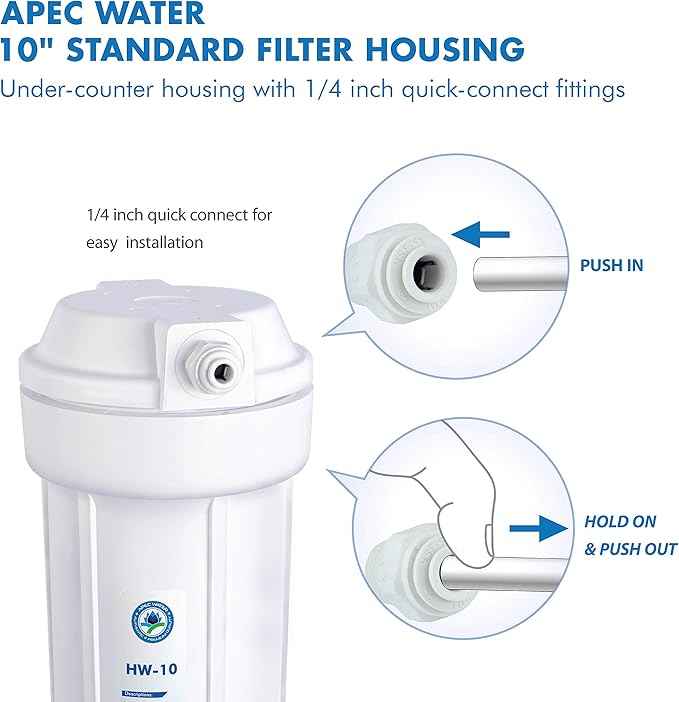 APEC Water Systems HW-10 10" White Standard Filter Housing with 1/4" John Guest Fittings