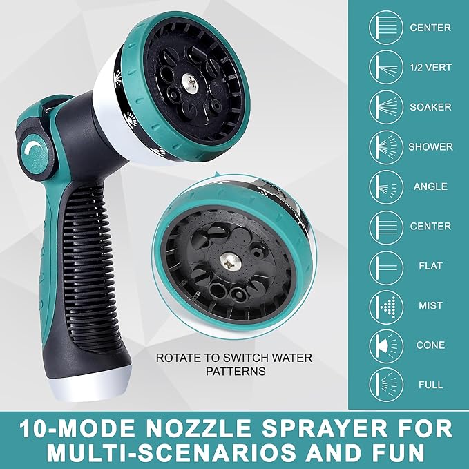 75FT 5/8'' Garden Hose, 304 Stainless Steel Water Hose, Flexible with a 10-Mode Nozzle Sprayer, No Kink, Lightweight, Puncture Proof Metal Hose, Ideal for Yard, Lawn, Outdoor
