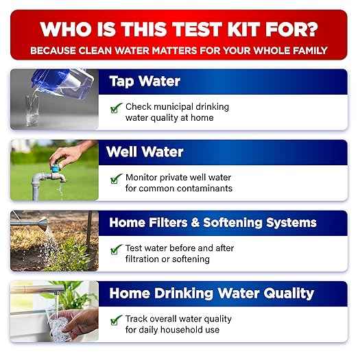 All-New 20 in 1 Drinking Water Testing Kit 120 Strips, Home Tap and Well Water Test Kit for Hardness, Lead, Iron, Copper, Chlorine, Fluoride