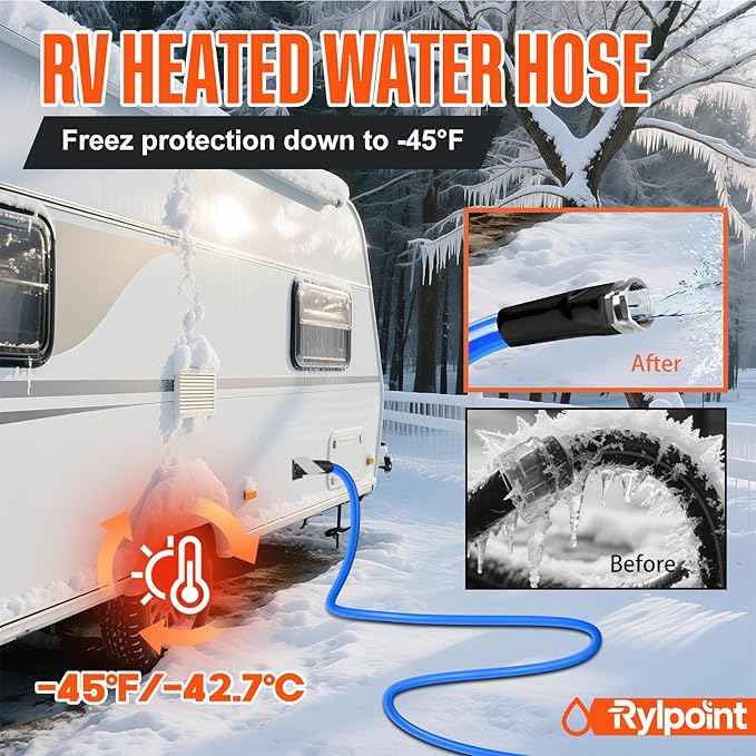 50FT Heated Water Hose for RV,Heated Drinking Water Hose,Lead and BPA Free,1/2"Inner Diameter,Temperatures Down to -47°F,Rv Accessories for Campers, Livestock, Agriculture