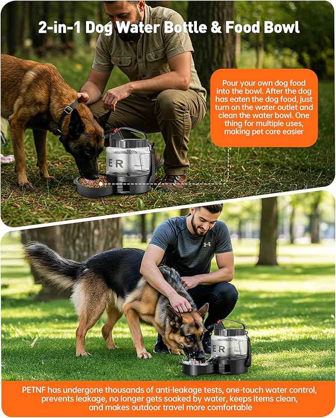 Portable Dog Water Bottle Bowl - 56 oz Travel Water Bowl Dispenser for Dogs Leak Proof, Suitable for Large Pet Drinking, A Must Have for Outdoor, Camping, Walking, Beach, Hunting, and Other Scenes
