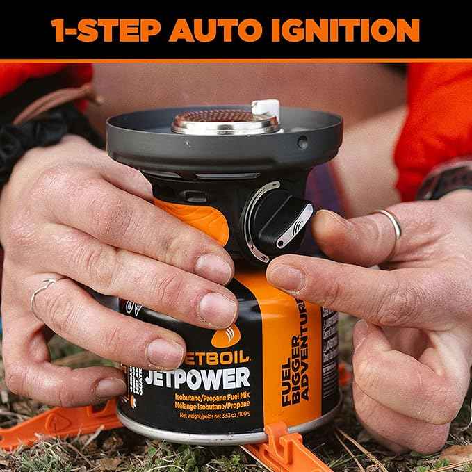 Jetboil Flash Portable Fast Boil Stove for Camping and Backpacking with 1-Step Auto Ignition, Propane/Isobutane Burner with Cooking Cup