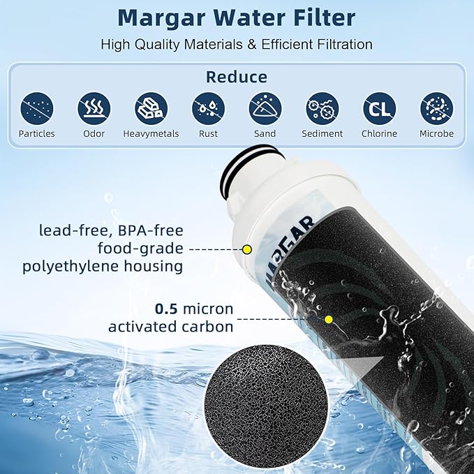 MIWF6200 Water Filter, Filter Cartridge Compatible with Midea® MRS26D5AST and MRQ22D7AST Models Water Filters, MIWF6200 Water Filter Replacement for Sharp® SJWF200 Filters (2 PACK)