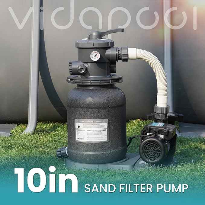 Sand Filter Pump for Above Ground Pool, Pool Pumps Above Ground, Pool Sand Filter with 6-Way Valve, Efficient Filtration, 10in, Up to 11,000 Gallons