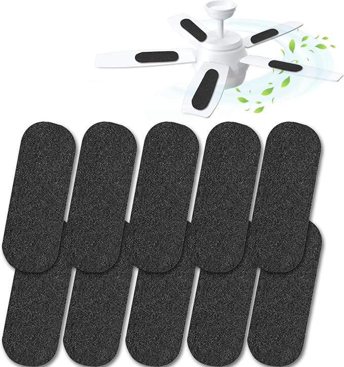 JUIN 10 Packs Ceiling Fan Filters: Universal Fan Filters for Ceiling Fan Blades Strong Adhesive Ceiling Fan Filters for Blades Ceiling Fan Air Filters for Home Office Common Household Contaminants