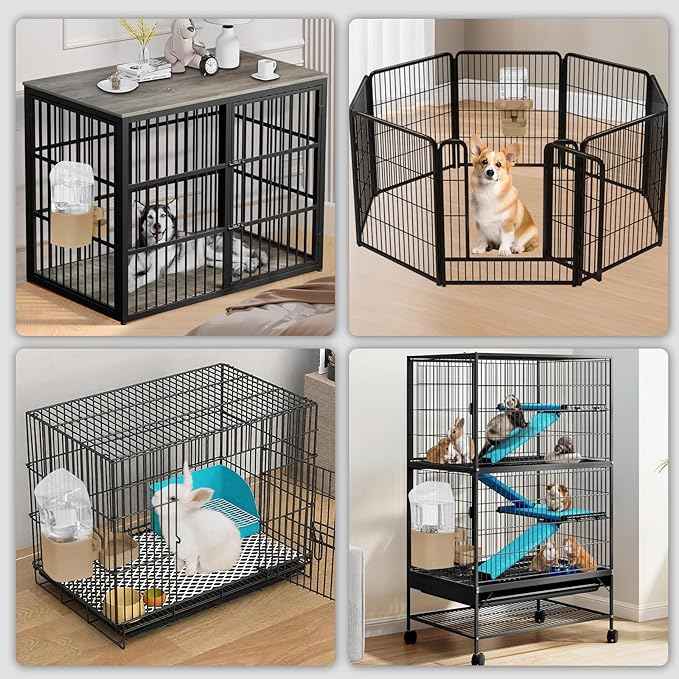 50 oz Rabbit Water Dispenser,Gravity Dog Water Bowl Dispenser for Cage,Auto Water Bottle for Ferret,Cat,Dog and Other Animals, Compatible with Widemouth Cages