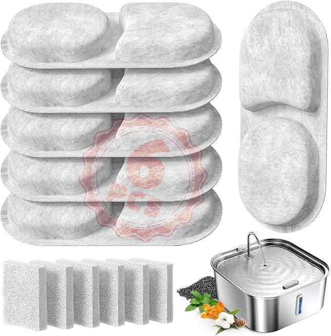 Large Dog Water Fountain 14L/3.7Gal, Stainless Steel Pet Fountain for Large Dogs and Multi-Pets Families, Square Design Enlarges Capacity & Saves Space (Fountain & 7pcs Filters)