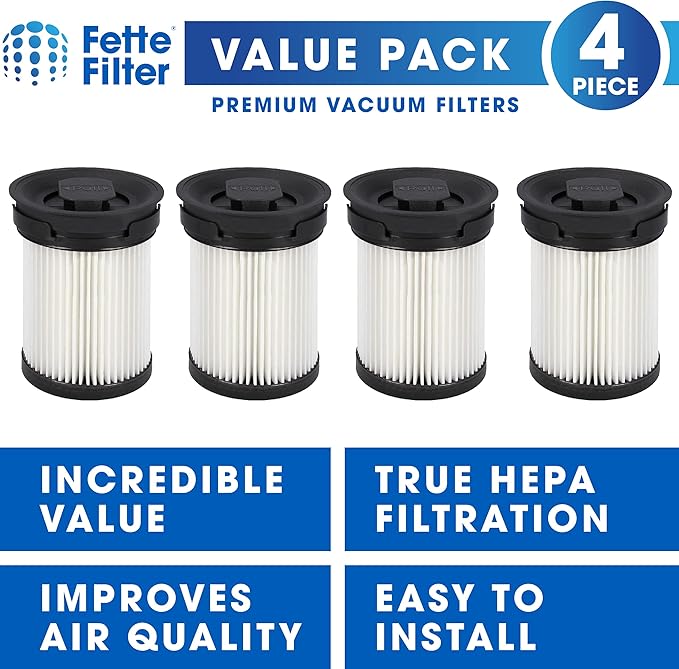Fette Filter - Fine Dust Vacuum Filter Compatible with Miele TriFlex HX1 FSF Cordless Stick Vacuum Cleaners Series - Pack of 4 - AquaVibe