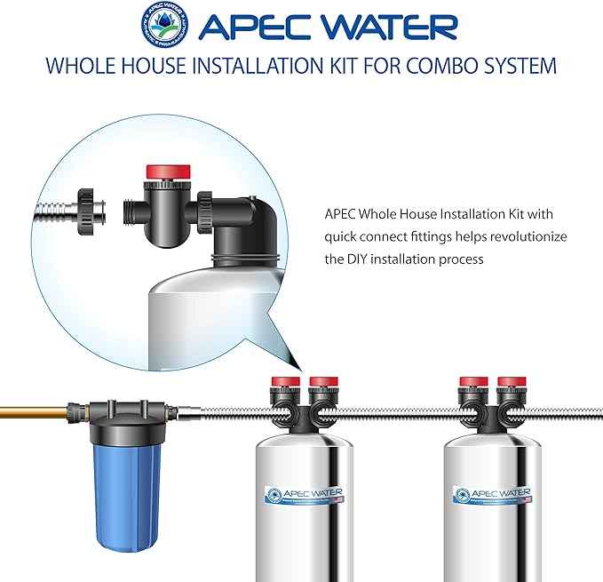 APEC Water Systems Whole House System Dual Tank Installation Kit for Water Filter and Water Softener Combo System (WH-COMBOKIT)