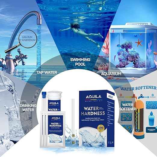 Water Hardness Test 200 Strips Kit for Home Drinking Water and Pool Spa, Water Softener Hard Water Testing Strips, Tap Well Tester Kit for Calcium & Magnesium (0-425 ppm) with Sample Tube
