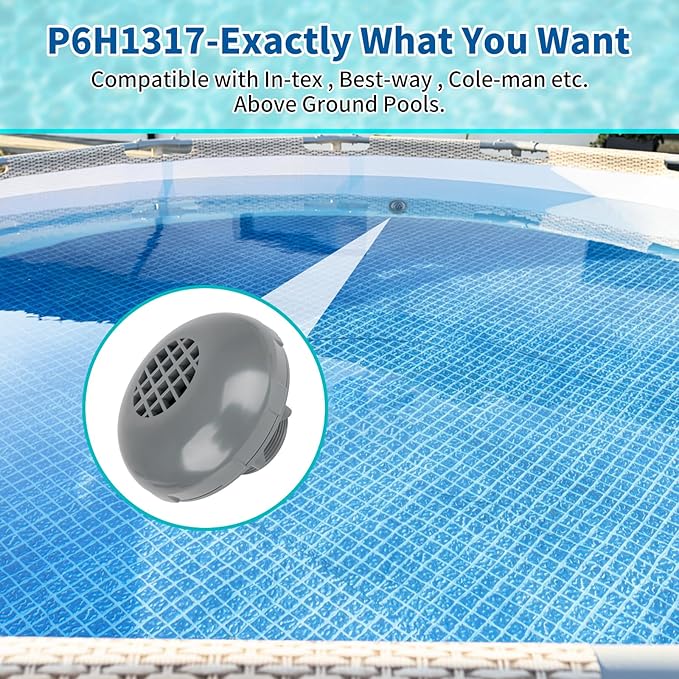 Pool Inlet Strainer P6H1317 Threaded Pool Strainer Replacement Kit for Above Ground Pool, Inlet Filter Compatible with Best-Way in-tex Cole-Man - AquaVibe