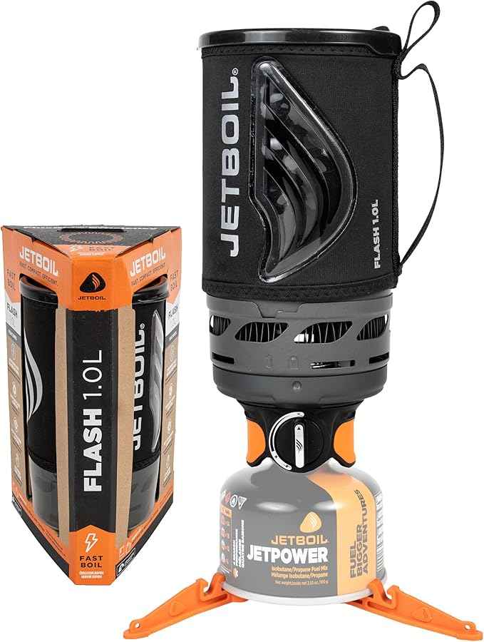Jetboil Flash Portable Fast Boil Stove for Camping and Backpacking with 1-Step Auto Ignition, Propane/Isobutane Burner with Cooking Cup