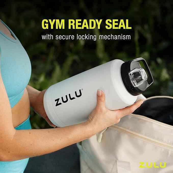 ZULU Goals Vacuum Insulated Large Capacity Stainless Steel Water Bottle | Reusable Jug Thermoses with Carry Handle | Leak-Proof Lid | Perfect for Travel, Workout, Gym, Hiking, Camping | 64oz, 101oz