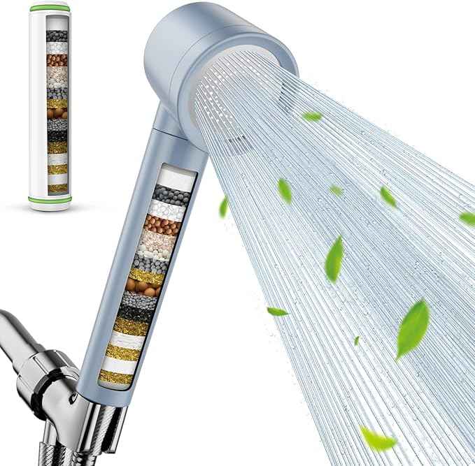 Ion Filtered Drops Shower Head with Handheld, High Pressure Shower Heads with 3 Spray, Showerhead with Filters Hand held for Hard Water, Remove Chlorine, Reduces Dry Itchy Skin