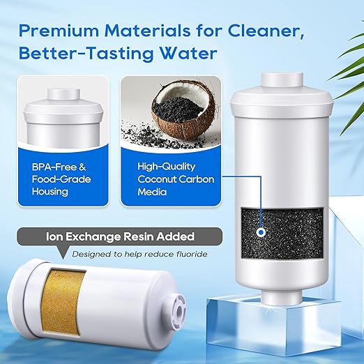 LCF Gravity-fed Water Filter System, 3 Gallons Stainless-Steel System with 6 Filters, Metal Water Level Spigot and Stand, Reduces Chlorine & Fluoride (Fluoride Filters)