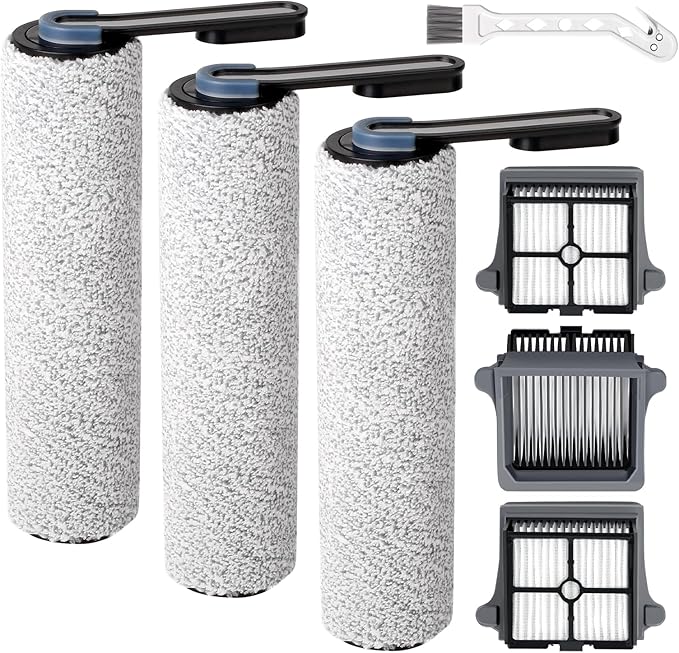 Only iFLOOR 5 Breeze Roller Brush Replacement and Vacuum Filter Kit Compatible with Tineco iFloor 5 Breeze Wet Dry Vacuum Replacement Parts,3 Roller Brushes,3 HEPA Filters,1 Cleaner Brush - AquaVibe