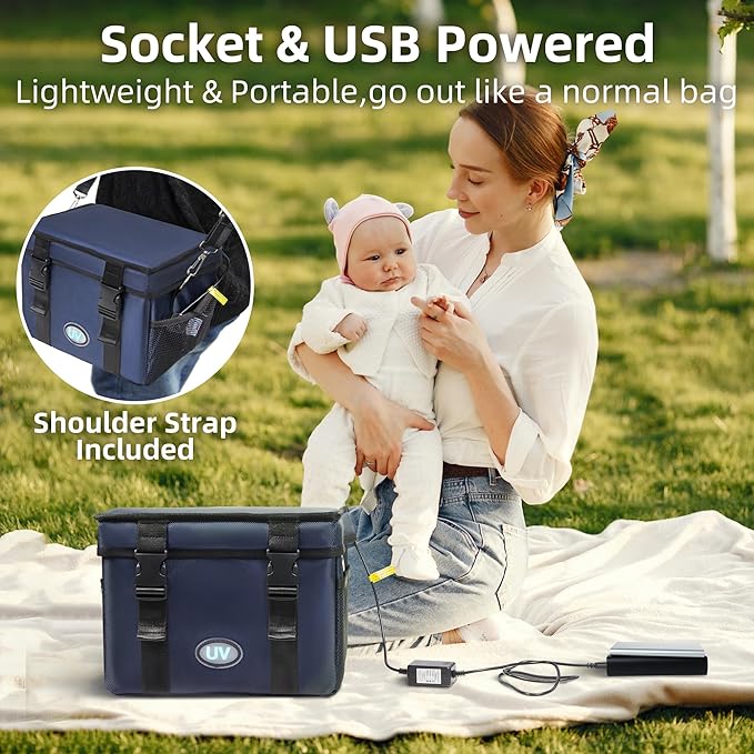 UV Sanitizer Box, 12L Ozone Portable Sanitizing and Cleaning Machine with 3-Level Timer, Foldable UV Cleaner Box for Toys, Mask, Towel, key Etc. Ozone UV Boxes