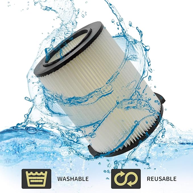 VF4000 Replacement Filter for Ridgid 72947 Wet Dry Vac 5 to 20-Gallon 6-9 Gal Husky Craftsman 17816 Vacuum Compatible WD5500 WD0671 WD1270 RV2400A RV2600B Washable & Reusable Standard Wet/dry Vac Filt - AquaVibe