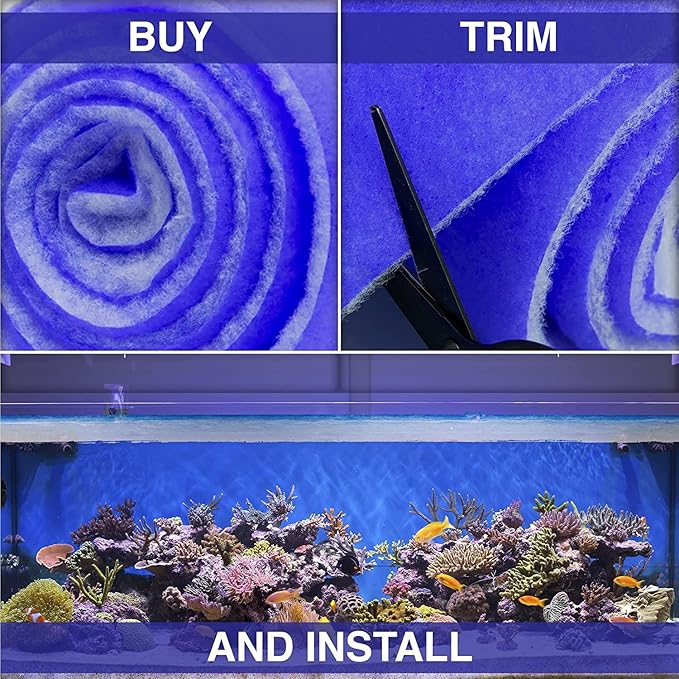 Big Kahuna Aquarium Filter Floss Rolls – 12-inch Pond and Aquarium Filter Media – 1-inch Thick Wet/Dry Aquarium Filter Pad – Bonded Filter Media Pad for Freshwater or Marine Aquariums, Ponds – 6ft - AquaVibe