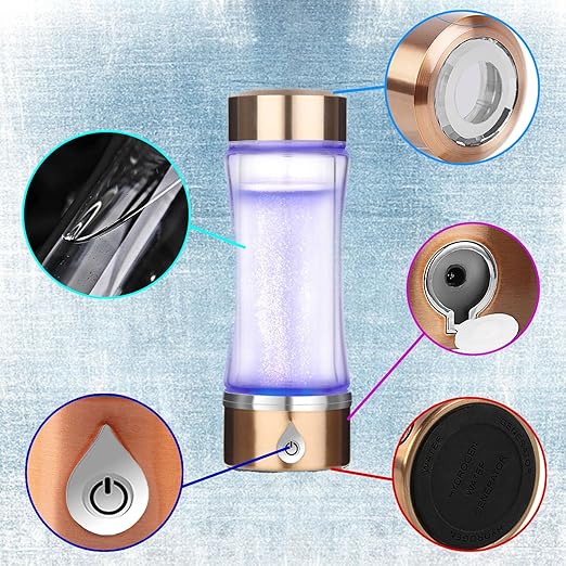 Water Ionizer Machine,Hydrogen Rich Water Glass Drinking Water Bottle,Portable Hydrogen Water Bottle Generator,Silver