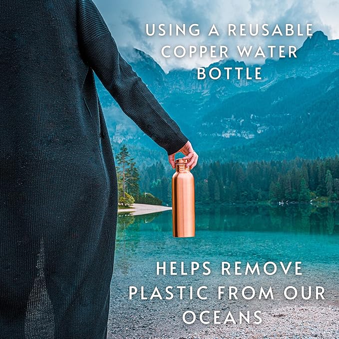 Kosdeg Copper Water Bottle - 34oz Smooth Design - A Handcrafted Ayurvedic Pure Copper Vessel For Drinking - Drink More Water, Lower Your Sugar Intake And Enjoy The Health Benefits
