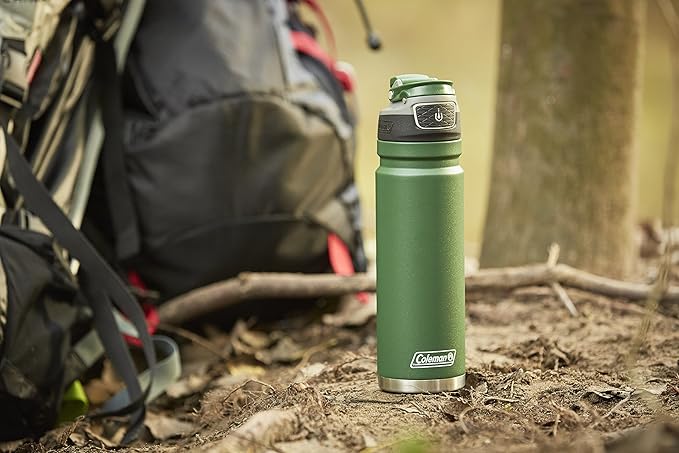 Coleman Autoseal FreeFlow Stainless Steel Water Bottle, Black, 40 oz