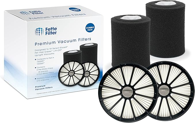 Fette Filter - Pet Hair Eraser Lift-Off Compatible with Bissell 20871 & 2087. Compare to Part # 1612637 & 1612631. (Pack of 2) - AquaVibe