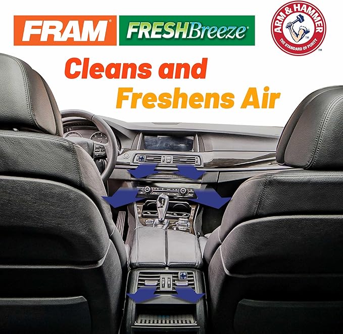 FRAM Fresh Breeze Cabin Air Filter Replacement for Car Passenger Compartment w/ Arm and Hammer Baking Soda, Easy Install, CF12159 for Select Hyundai and Kia Vehicles