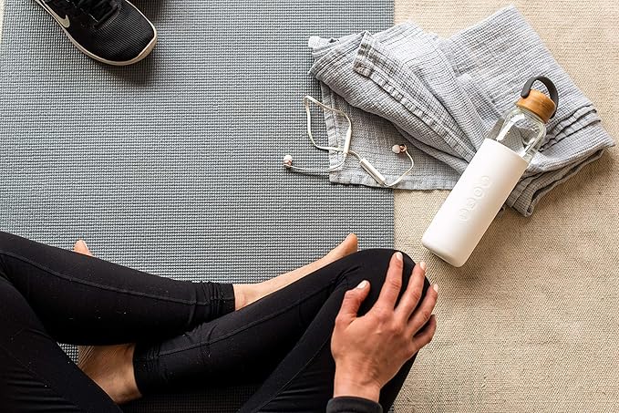 Soma by Full Circle 25oz Glass Water Bottle with Silicone Sleeve - BPA-Free, Leak-Proof, Eco-Friendly, Sustainable - White
