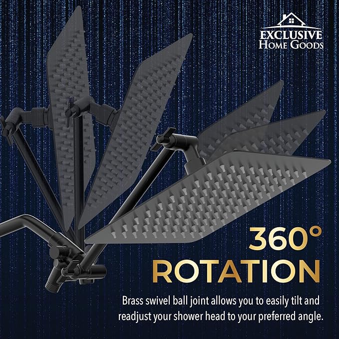 All Metal Shower Head 8" Dual Square Shower Head With Handheld Wand 71in Hose Set, High Pressure Rain Shower Heads Combo, 3-Way Diverter Rainfall Showerhead with Adjustable Extension Arm