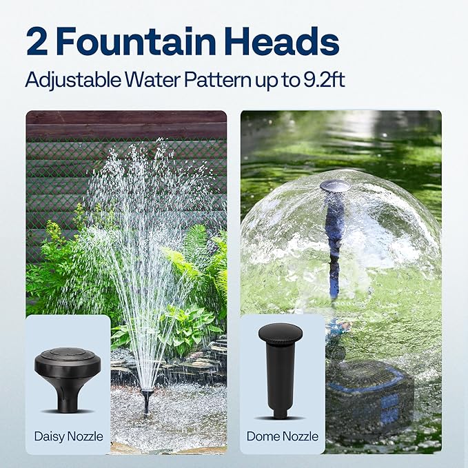 VIVOHOME 4-in-1 Pond Filter System Kits, 1370 GPH Water Pump with Filter, Fountain and 13W Light Combo for Ponds up to 2113 Gallons