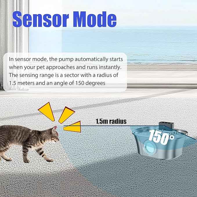Wireless Cat Water Fountain Stainless Steel, 3.2L Pet Fountain Battery Operated,Cordless Cat Fountain for Cats&Dog with Motion Sensor, Quiet Indoor Cat Fountain for Drinking, Multi-Filtration