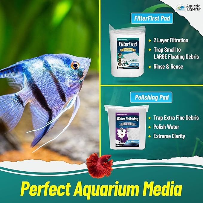 Aquatic Experts Aquarium Polishing Filter Pad, Water Polishing Pad for Aquarium Filters, Filter Floss for Fish Tank Filters, (100 Micron, Aquarium Bundle) - AquaVibe