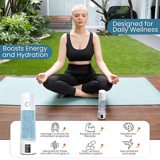ECOFLOW Hydrogen Water Bottle Generator – Up to 5000PPB (5.0 PPM) SPE PEM Tech Water Ionizer – 10oz Portable Molecular H2 Maker, USB-C Rechargeable, LED Display – for Travel, Gym, Office