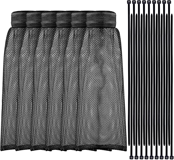 Shappy 24 Pieces Washing Machine Lint Traps and Cable Ties Set 6 Nylon Mesh Lint Trap for Discharge Hoses and 18 Cable Ties Fits Most Washing Machines(Black) - AquaVibe