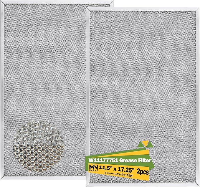 Upgrade 5-layer W11177751 Range Hood Filter Replacement 11-1/2” X 17-1/4” Compatible with Whirlpool W10419114 W10834041 W11176974 4547137 AP6285612 PS12348521 EAP12348521 - AquaVibe