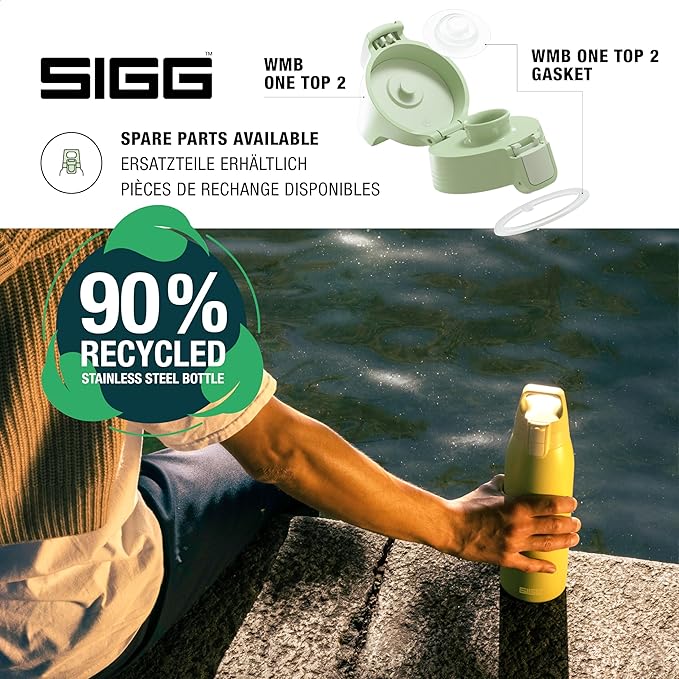 SIGG - Shield Therm- Stainless Steel Insulated Water Bottle - Carbonated Drinks, Leakproof, BPA Free, Recycled, 25, 34Oz