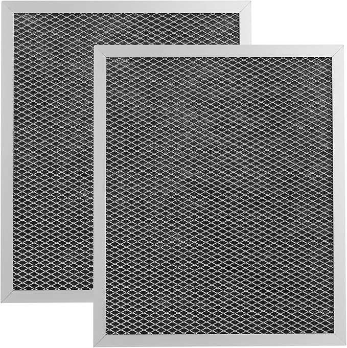 2 Pack Replacement Air Filter For 41F, 97007696, 97005687 Broan Nutone Range Hood Grease Mesh Charcoal Carbon Combo - Filter Size 8.75 x 10.5 x .44 Inches - AquaVibe