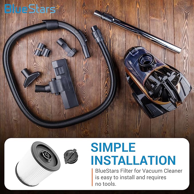 BlueStars Ultra-Durable Replacement DXVC6910 Vacuum Filter for 6 to 16-Gallon DeWalt Wet Dry Vacuum Cleaner DXV06P DXV09P DXV09PA DXV10P DXV10PL DXV10S DXV10SA DXV10SB DXV12P DXV14P - Pack of 2 - AquaVibe