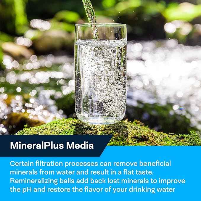 SpiroPure SP-IM120QC Inline Alkaline Carbon Water Filter, MineralPlus Remineralization, 1/4" Quick-Connect 2” x 10”, Remineralizing for RO System, Refrigerators (1 Pack)