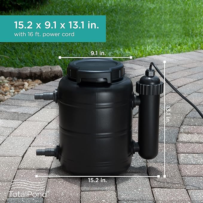 TotalPond Complete Pond Filter with UV Clarifier Black 15.16 x 9.06 x 13.11 in.