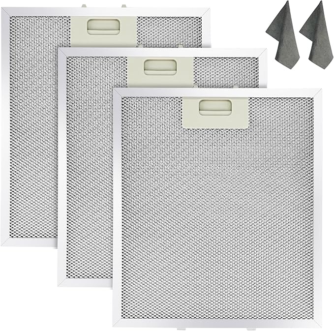 10.5x12 Inch W10169961A Range Hood Aluminum Mesh Filter Fit for Whirl-pool, Ik-ea, Kitchen-Aid, Jenn-Air Replace W10870878, W10875058, W10833076, W10169961, W11245983 by Fetechmate 3 Pack - AquaVibe