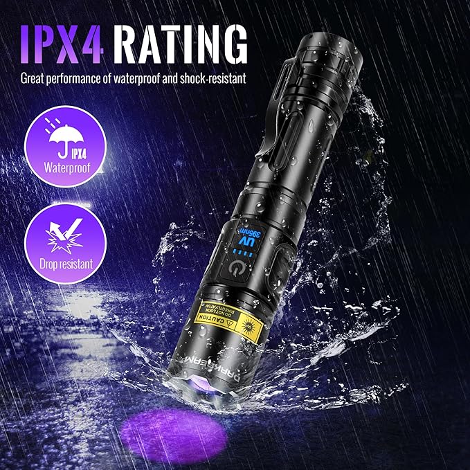 DARKBEAM UV Flashlight Blacklight 395nm Black Light, High Lumens LED Flashlights USB Rechargeable Super Bright for Camping, Powerful Woods Lamp Pet Urine, Uranium Glass Detector, Resin Curing